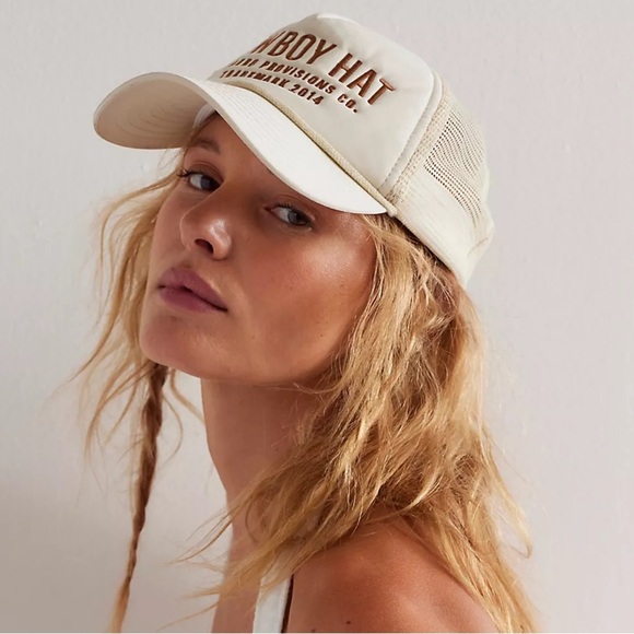 Free People Accessories - Free People Cowboy Trucker Hat by Senderos Provisions Co.Tan/Cream